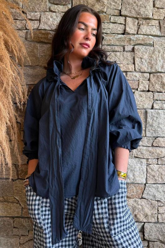 Larc Poet Blouse Navy